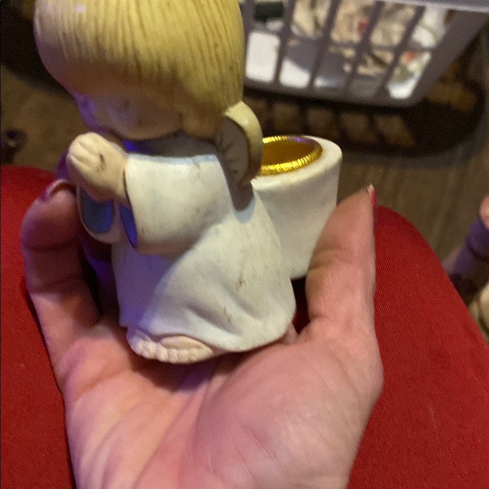 Ceramic Angel Figurine with Gold Accents